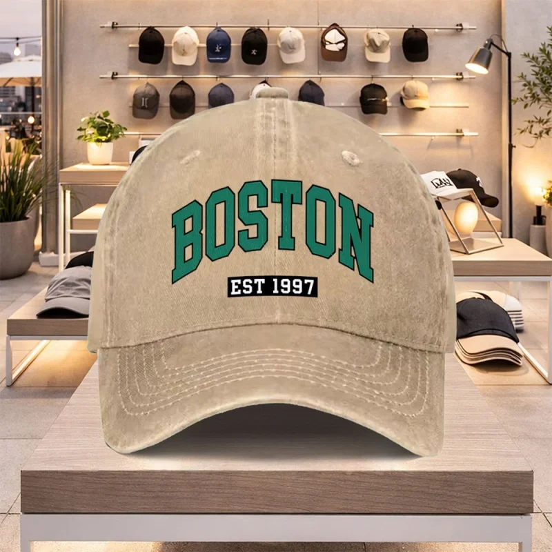 Boston Lettering Baseball Cap for Men and Women – Lightweight Adjustable Spring Summer Hat
