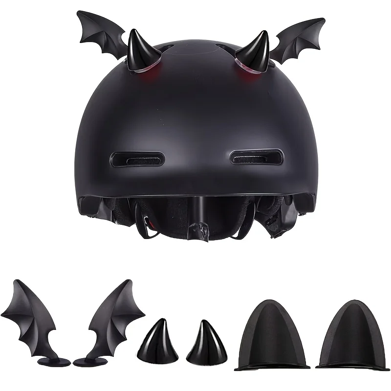 

Motorcycle Helmet Accessory Kit, Devil Horns, Wings & Cat Ears, Tool-Free Installation, Universal Helmet Decor