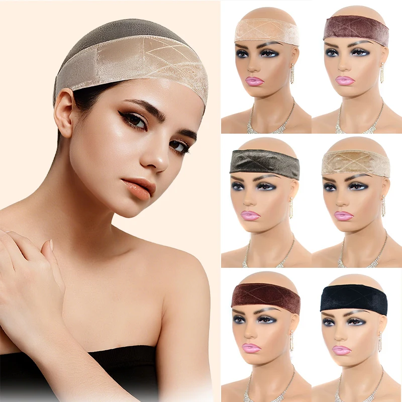 

Women's Adjustable Non-Slip Wig Grip Band,Soft Velvet Elastic Yoga Headband, Multifunction Headband in Black, Brown, Beige