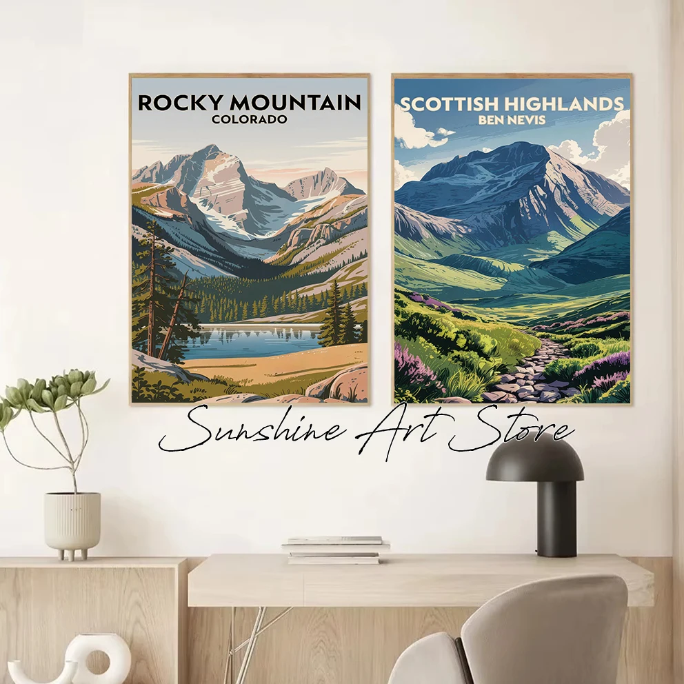 England Italy Scotland Germany National Park Mountain Beautiful Landscape Nature Art Poster Canvas Painting Wall Pictures Decor