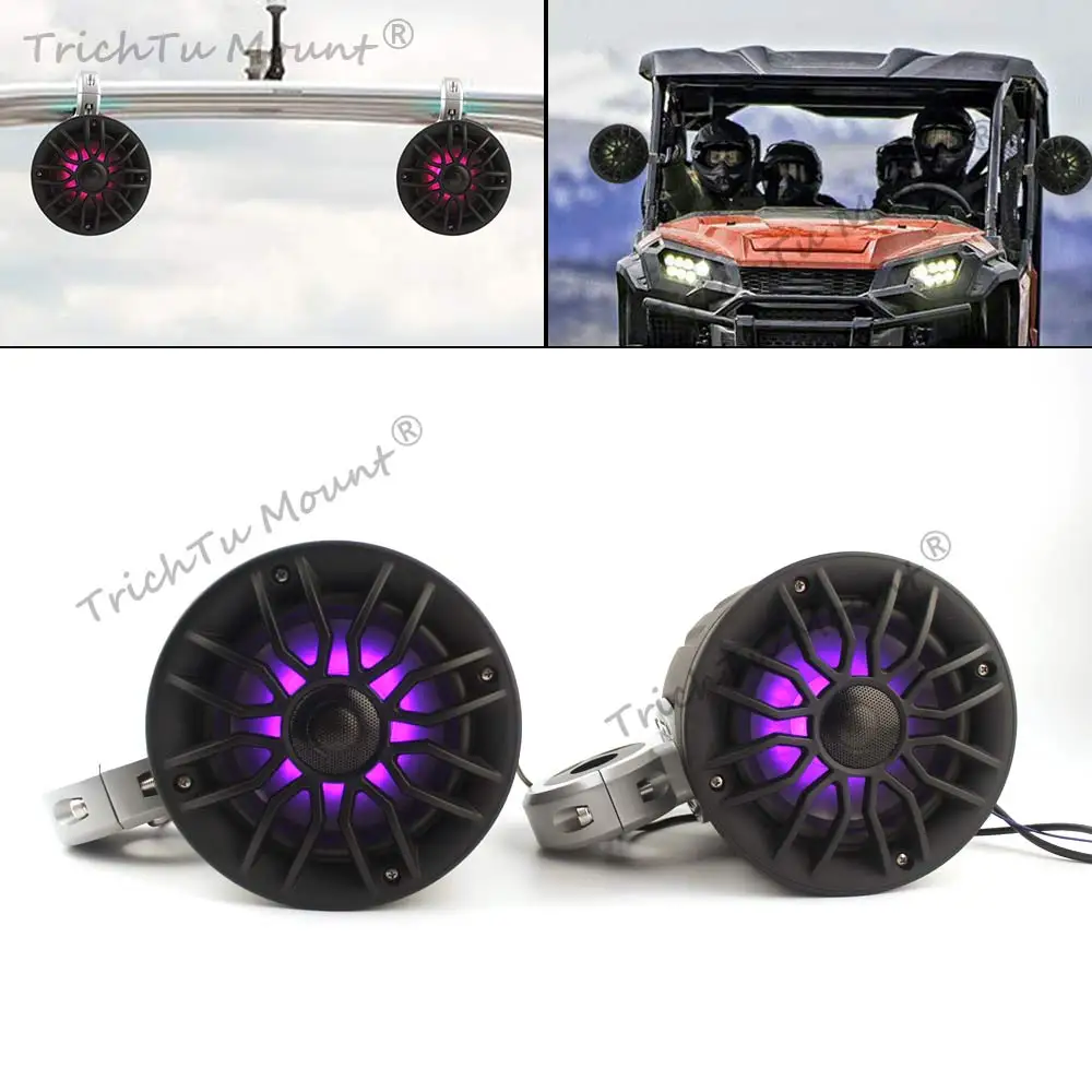 For ATV UTV Yacht Outdoor Golf Carts SPA Motorcycle Audio System with 50W Subwoofer Amplifier Stereo Speakers FM Radio AUX MP3