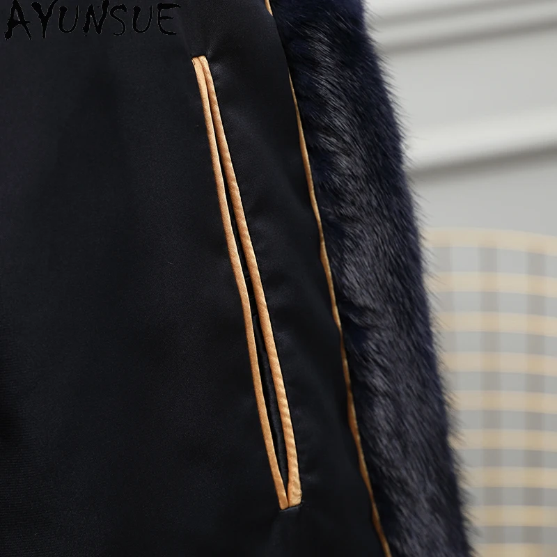 AYUNSUE 천연 밍크 퍼 코트 여성 의류 럭셔리 리얼 퍼 코트 여성용 전체 밍크 신상 겨울 자켓 2025 여성용 코트