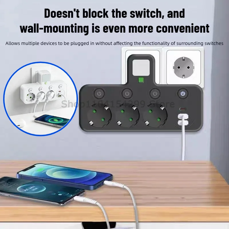 Multi-socket Power Strips Strip 3 Plugs USB Socket Electric Outlet Fast Charger Desktop Charging USB Electrical Adapter Socket