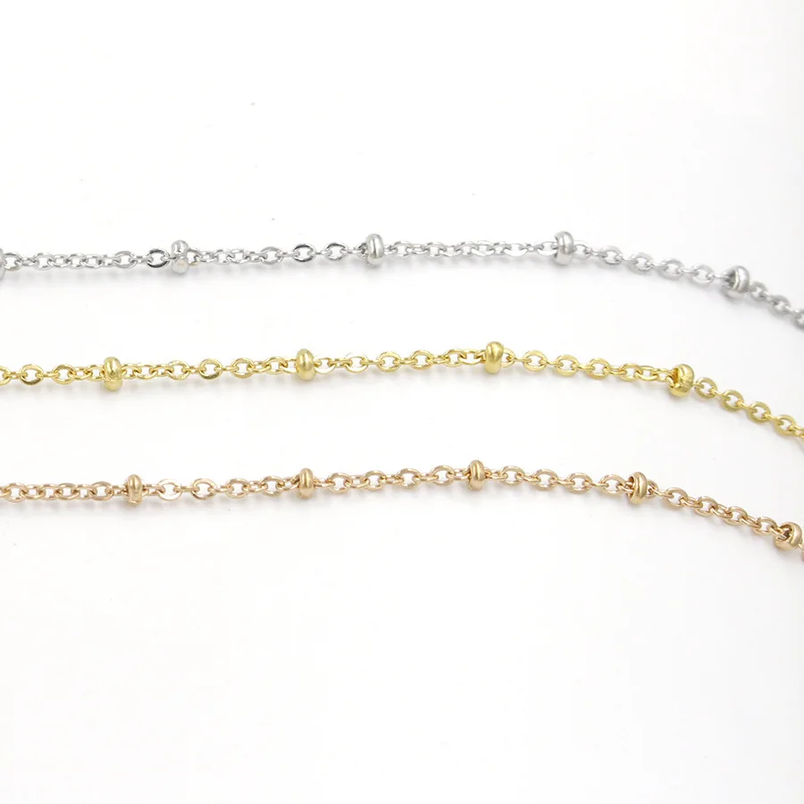 Collier de perles en acier inoxydable, 304mm, 2mm de large, JO45 cm, 50cm, 55cm, 60cm, 1.5