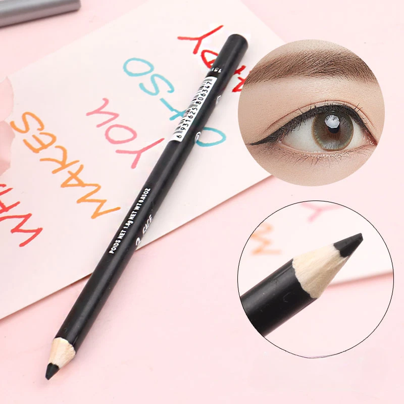 Lápiz Delineador de ojos marrón y negro de madera, fácil de usar, maquillaje de ojos, delineador de ojos, resistente al agua, duradero, suave, accesorios de herramientas de belleza