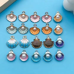 Mixed 20pcs/lot 10 Styles Enamel Marine Life Pearly Shells Charms Pendants For DIY Jewelry Making Earrings Bracelet Accessories