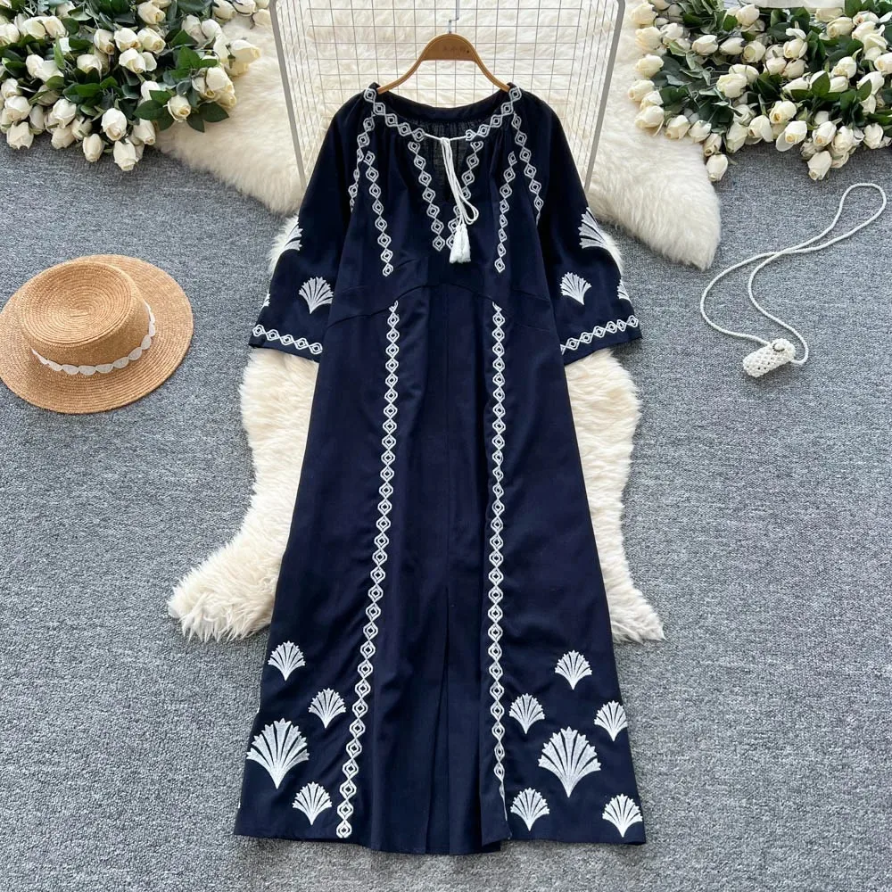 فستان نسائي مثير مطرز برباط علوي عتيق للحفلات المسائية ملابس نسائية أنيقة للشاطئ