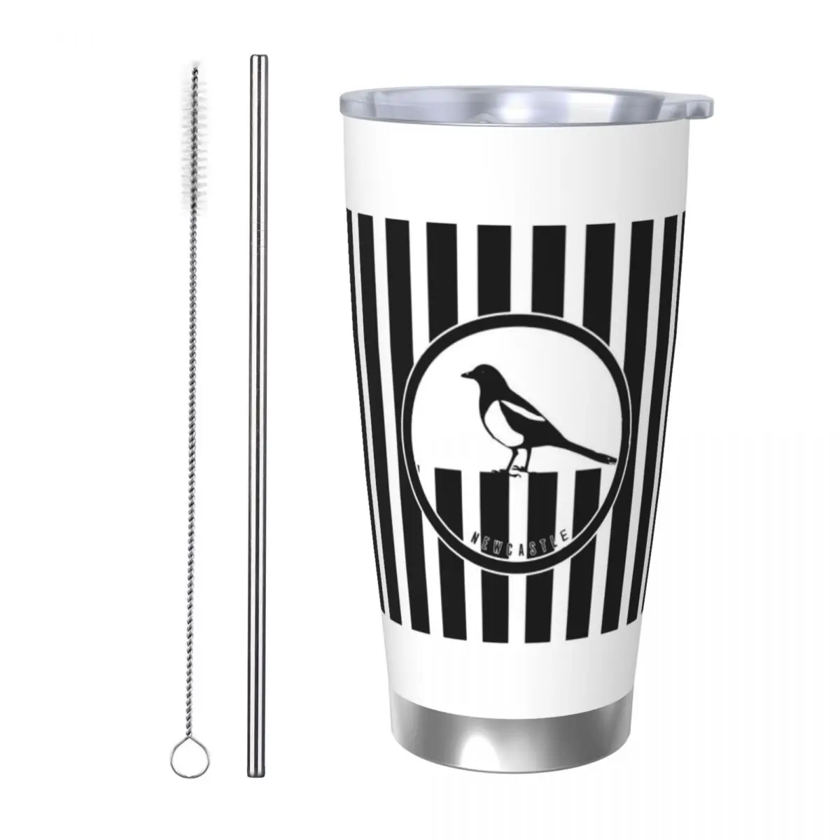 Newcastle - Magpies Stainless Steel Tumbler Vacuum Insulated Mugs Thermal Cold Cup Straw With Lid 20oz