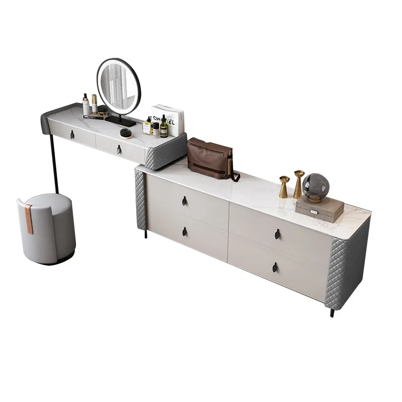

Italian minimalist rock slab dresser storage cabinet integrated Nordic bedroom modern simple dressing table Internet celebrity