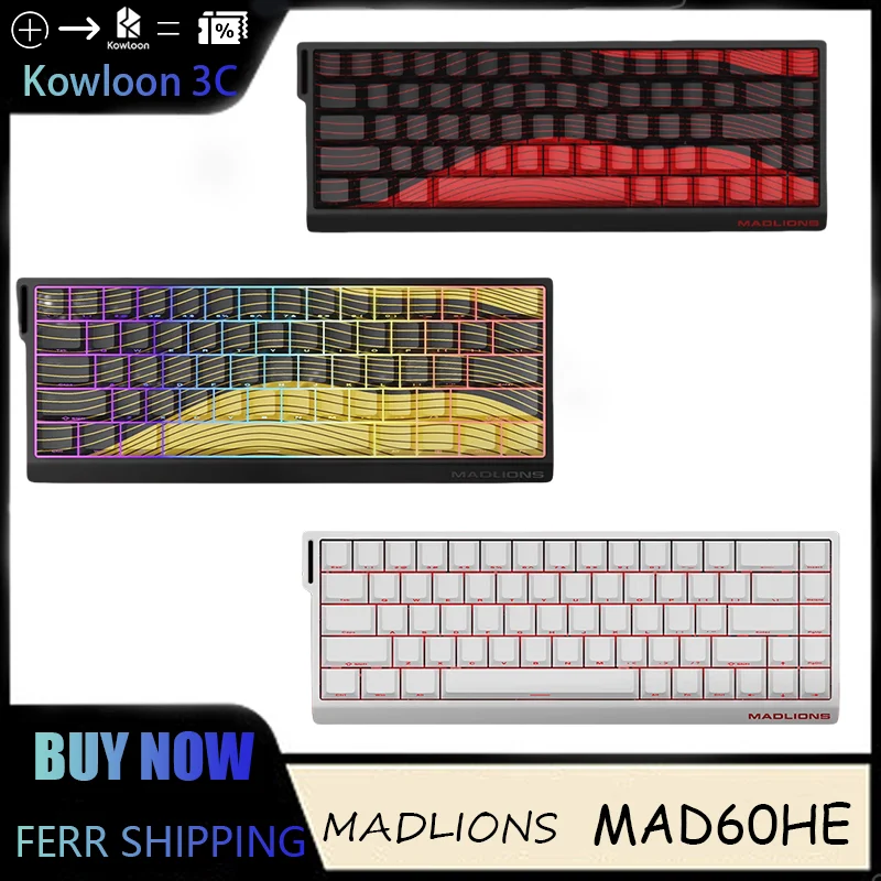 MADLIONS MAD60HE  68 Mechanical Keyboard Clavier Gaming Blanc Wired Low Latency Magnetic Switch Hot Swap 8000Hz  8000hz 8K White