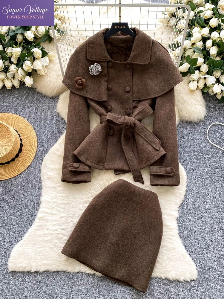 

Французская мода, элегантная накидка, комплект из двух предметов, женская куртка с шалью на талии и облегающая юбка с высокой талией, изысканный наряд в стиле ретро