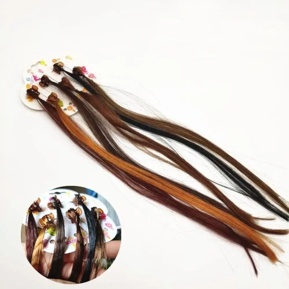 Hair Extensions Invisible Natural Long Fake Hair 6pcs/set Girls Colorful Wigs Twist Braid Headwear Tinsel Sparkle Silk Wig