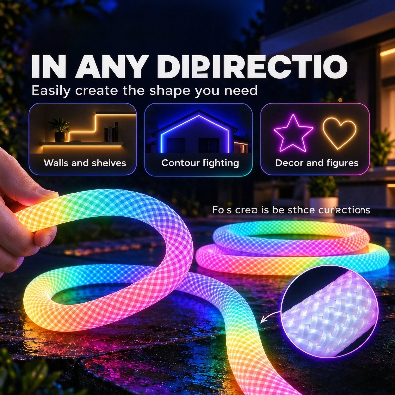 WS2812B LED Strip Neon Light 360 Degree Round Reticulate Pattern DC5V WS2811 RGB IC Smart Pixel Addressable Tape 50 Leds/m IP67