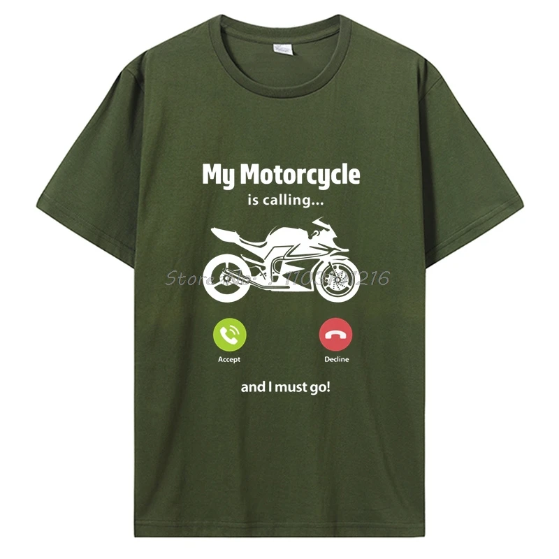 Mein Motorrad ruft an und ich muss lustiges Motorrad-T-Shirt lässige Baumwoll oberteile T-Shirts Herren bekleidung übergroßes Unisex-T-Shirt gehen