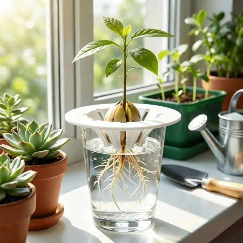 Soil-Free Avocado Planter Sprouting Setup Plastic Seedling Tray Growing System Cultivation Device Planting Device Indoor Kitchen