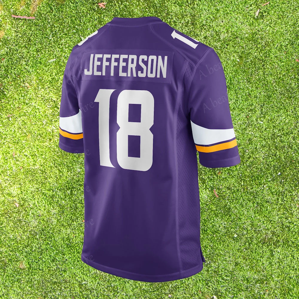 Jersey No. 18 Classic Short-Sleeved Justin Jefferson Minnesota Vikings Sport T-Shirt Style Trend Fashion Clothing Tops