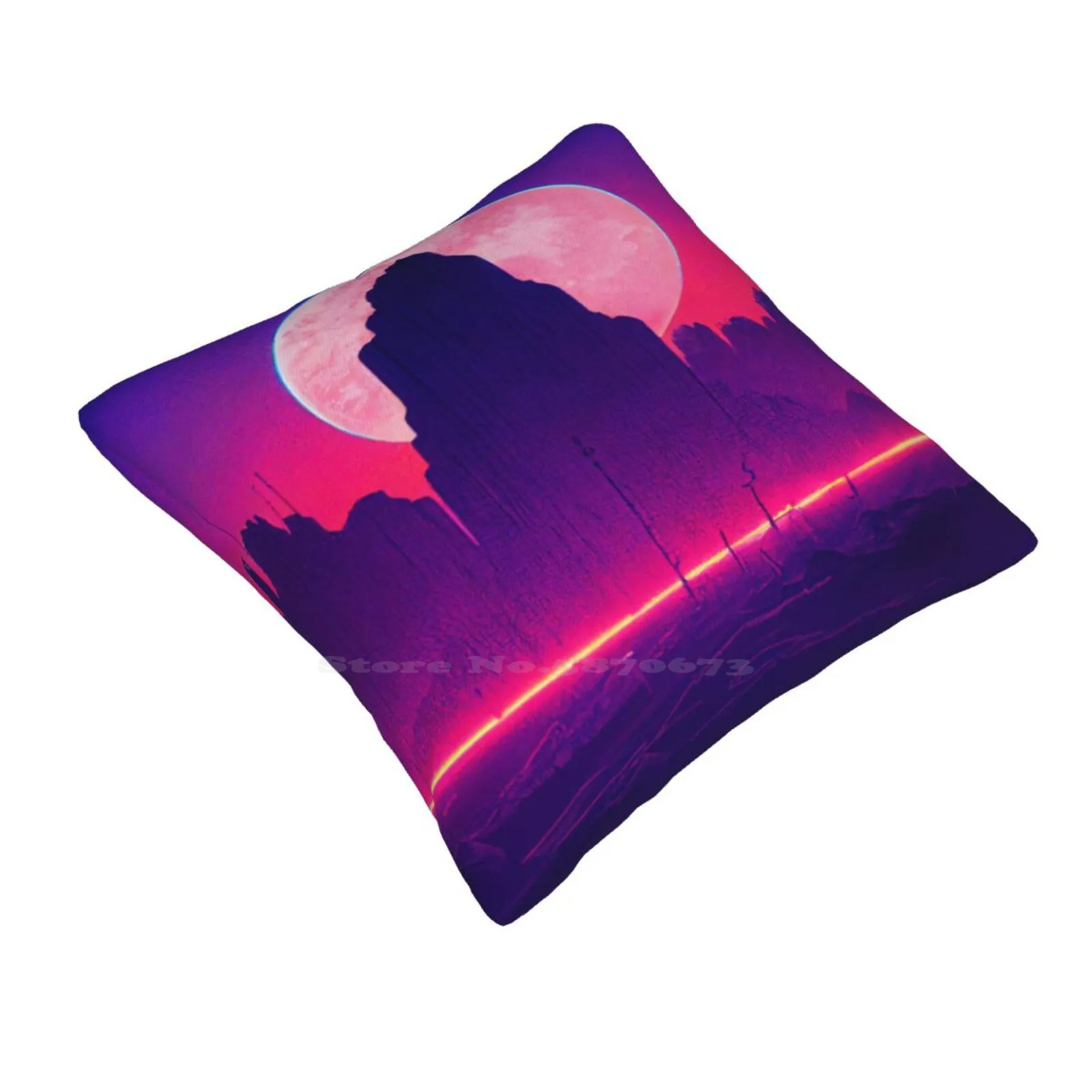 Dark Synthwave Landscape Soft Comfortable Pillowcase Ai Created Landscape Gothic Alternative Banshees Synthpop Industrial