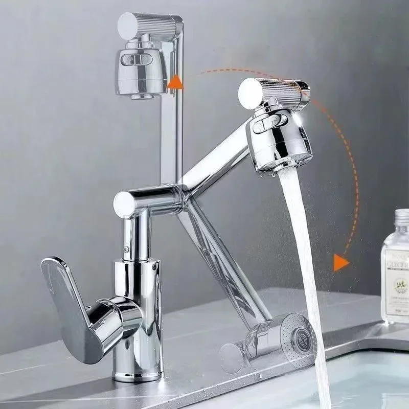 Bathroom sink faucet 1080 degree rotating hot and cold water splash-proof basin alloy mixing faucet single handle sink faucet