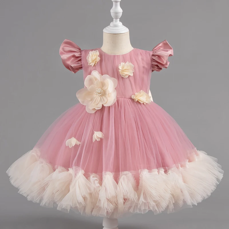 Fashion Flower Girl Dresses Wedding Sleeveless Lace Mesh Little Girl Dresses Summer Children Girls' Princess Dress 1-9 Years