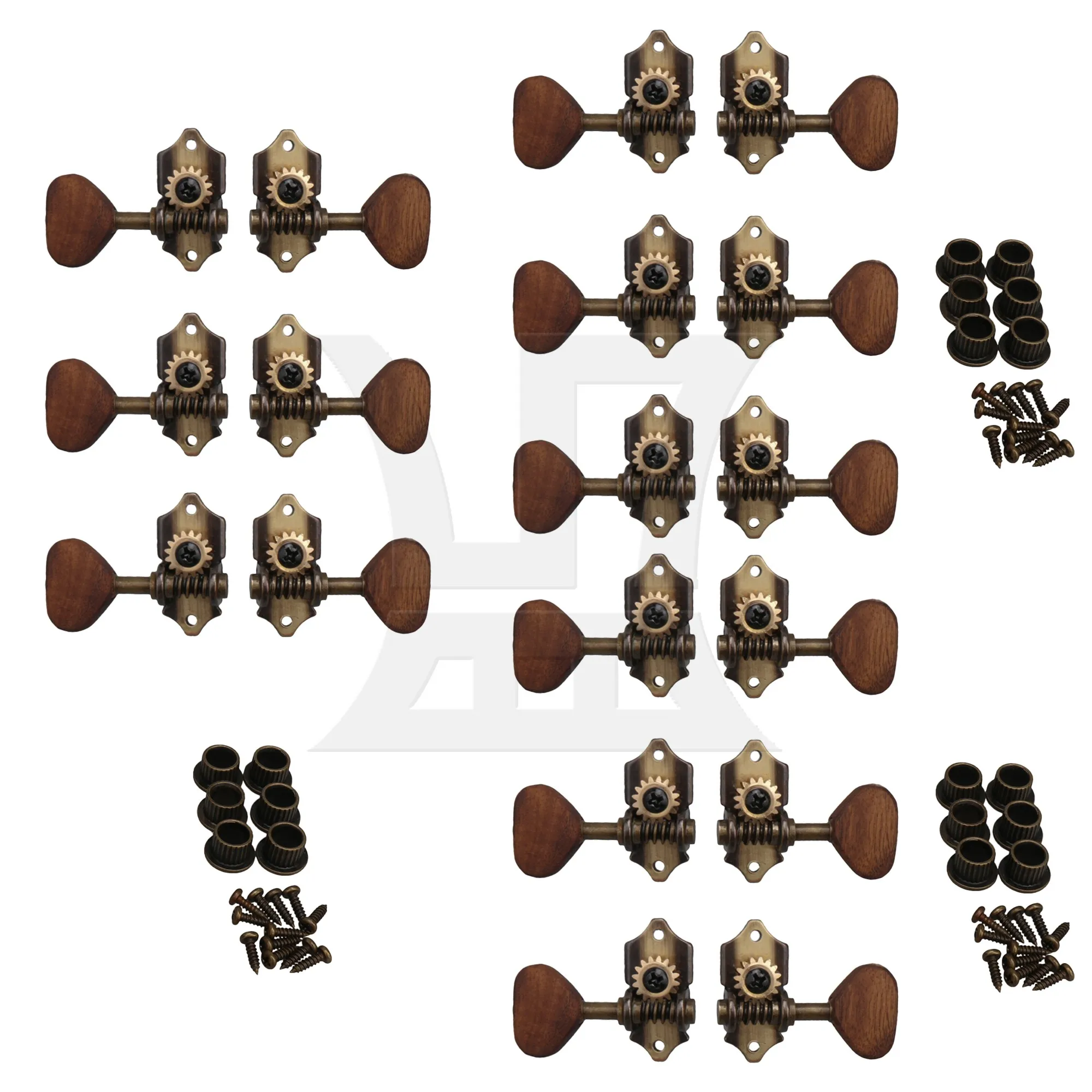 

Yibuy 18pcs Acoustic Guitar Machine Head Acacia Wood Handle 3R3L Open Style Bronze