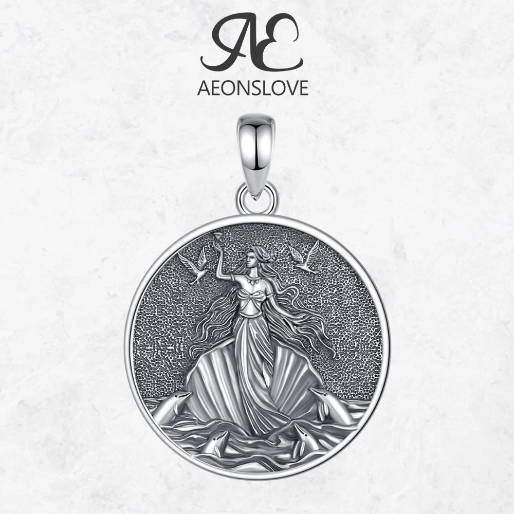 

AEONSLOVE 925 Sterling Silver Aphrodite Goddess Necklace Vintage Greek Mythology Pendant Pagan Jewelry Spiritual Gift for Women