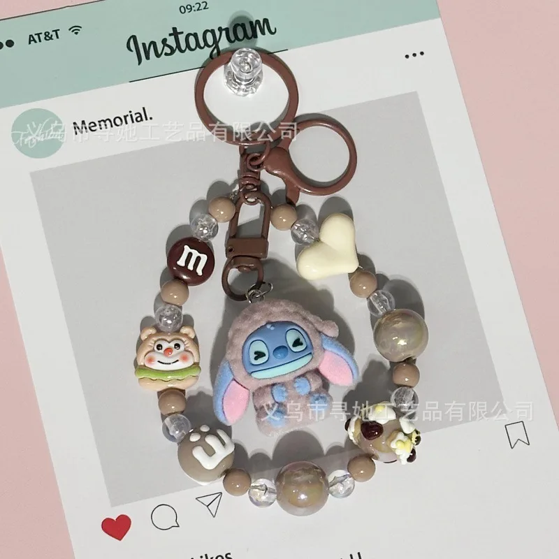 حقيبة ستيدي ذات طابع كرتوني مع قلادة سلسلة خرز، تمثال لطيف، قلادة سلسلة مفاتيح للطلاب، إكسسوار