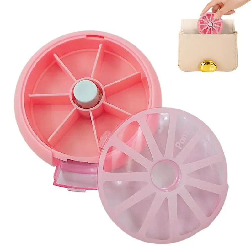 Pill Box Weekly Round Dose Weekly Pill Organizer Pill Box Case To Hold Medication Vitamin Fish Oil And Supplements