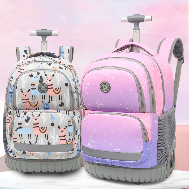 Trolley School bag for Teenagers Kids Rolling Student Backpack Unicorn School Bag With wheels Travel Children Wheeled Backpack