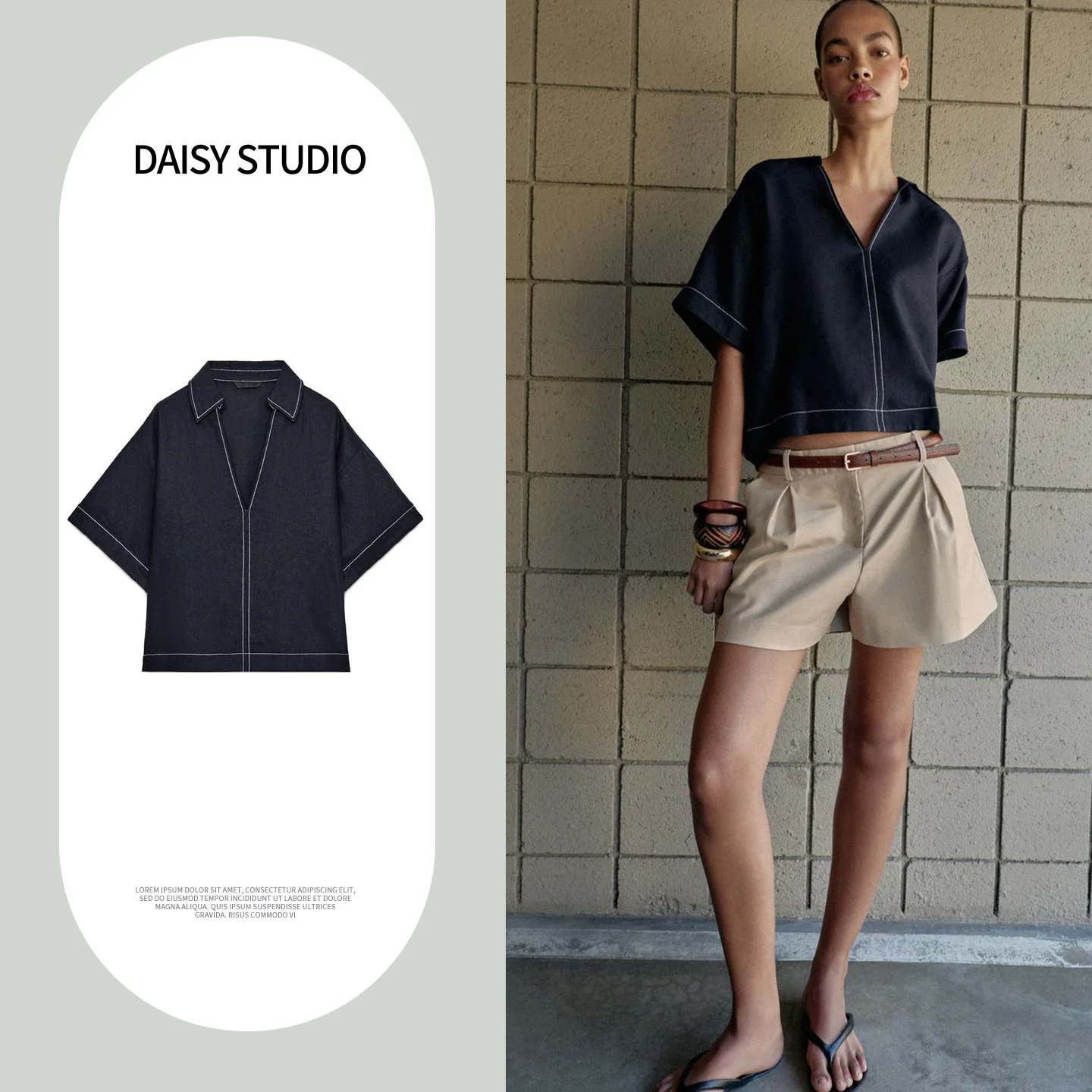 

Summer New Arrival Women's Minimalist Style Cuffed Short Sleeve Collared Color Block Stitched Shirt Casual Loose Fit Polyeste...
