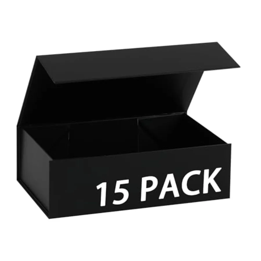

15 Pack Magnetic Gift Box With Lid 9.5x6x3, Black Cardboard Luxury Bridesmaid Proposal Box, Small Magnetic Closure Present Box