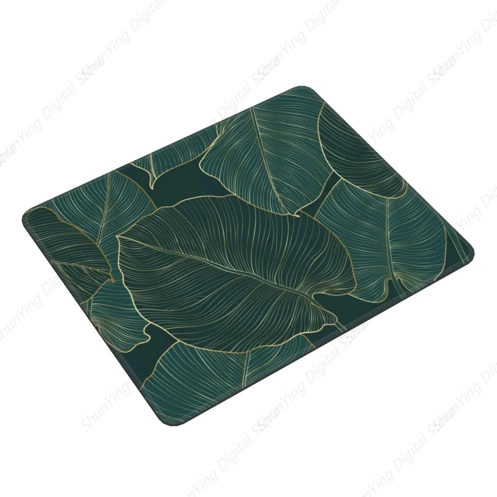 Boho Leaf Printed Mouse Pad Gaming Mouse Pad Sewn Edges Non Slip Suitable For Home Offices 8.6 X 7 Inch