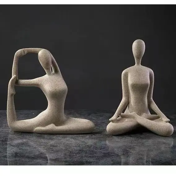 Yoga Poses Figurine Nordic Resin Lady Figure Sandstone Simple Styles Statue Home Yoga Studio Decor Crafts Sculpture Ornament