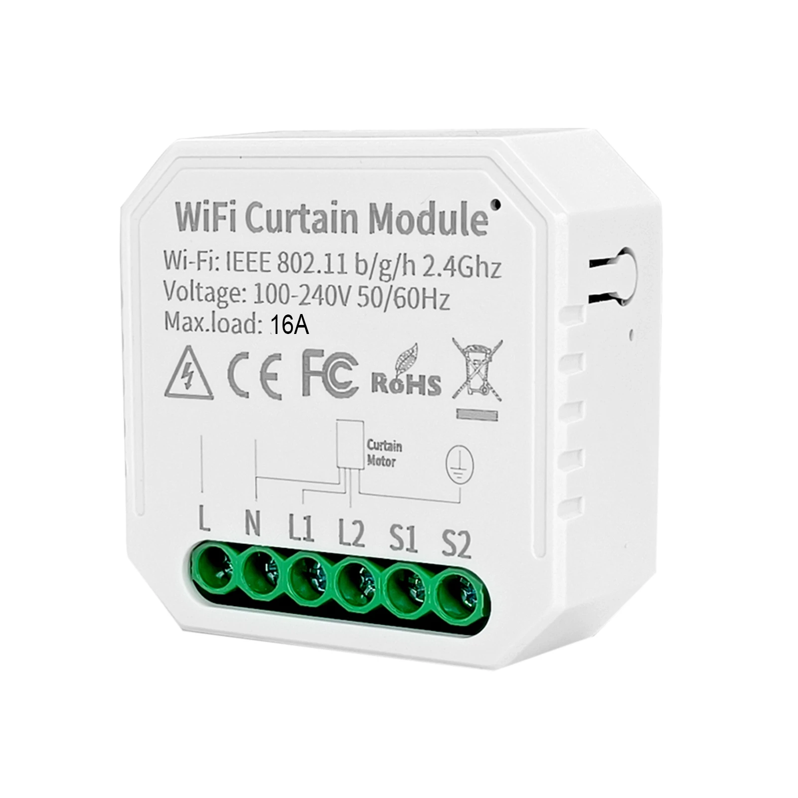 Intelligent Curtain Controller Module 10A Voice Control WiFi 2 Way Curtain Blinds Switch Module for Tuya Smart White