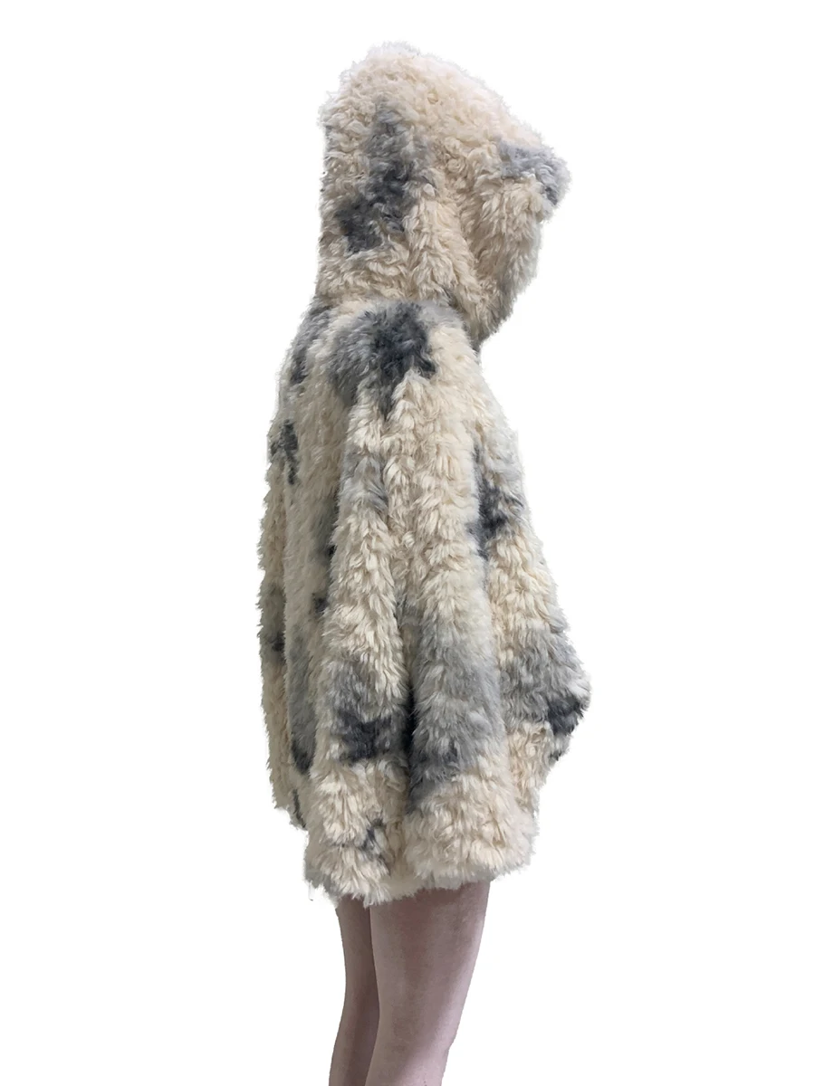 Autumn Winter Oversized Thick Warm Soft Colorful Fuzzy Faux Fur Coat Women with Hood Loose Casual Fashion Fluffy Jacket 2025