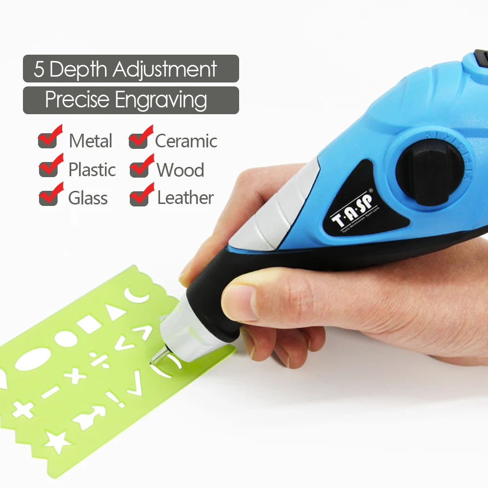 13W Electric Engraver Tool Engraving Pen for Wood Metal Stainless Steel Glass Plastic Etching with Carbide Tips & Craft Stencils