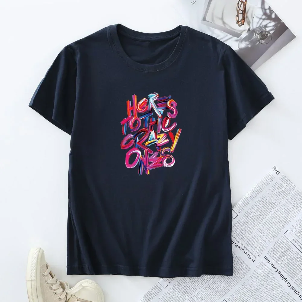 Koszulka z krótkim rękawem Woman Tops 100% bawełna Tshirt Letnia odzież damska T-shirt damski Moda Graficzne koszulki