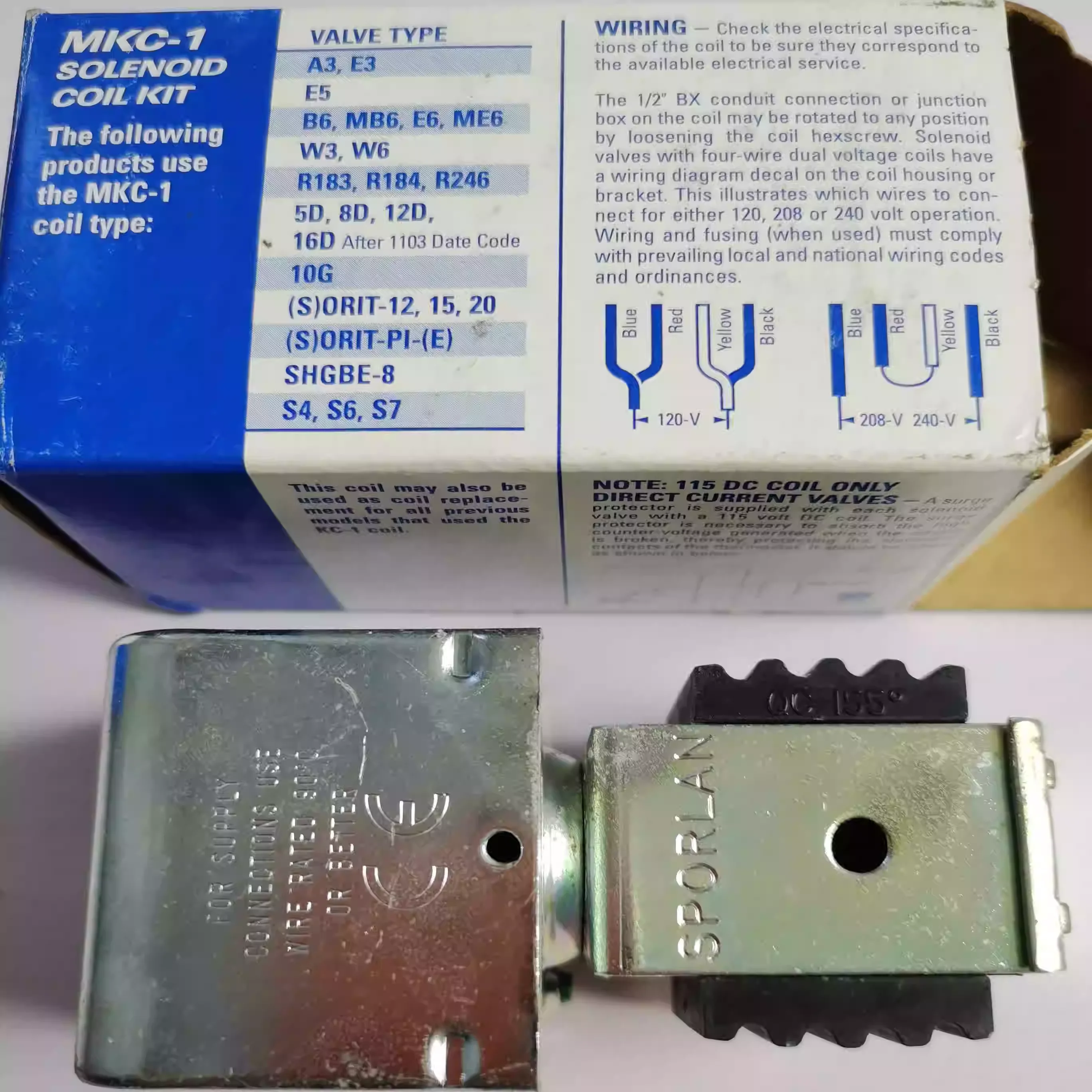 Nouvellement compatible avec les bobines d'électrovanne Sporlan : MKC-2 12V MKC-2 24V OMKC-1 208-240V OMKC-1 120V OMKC-1 24V OMKC-2 208-240V O