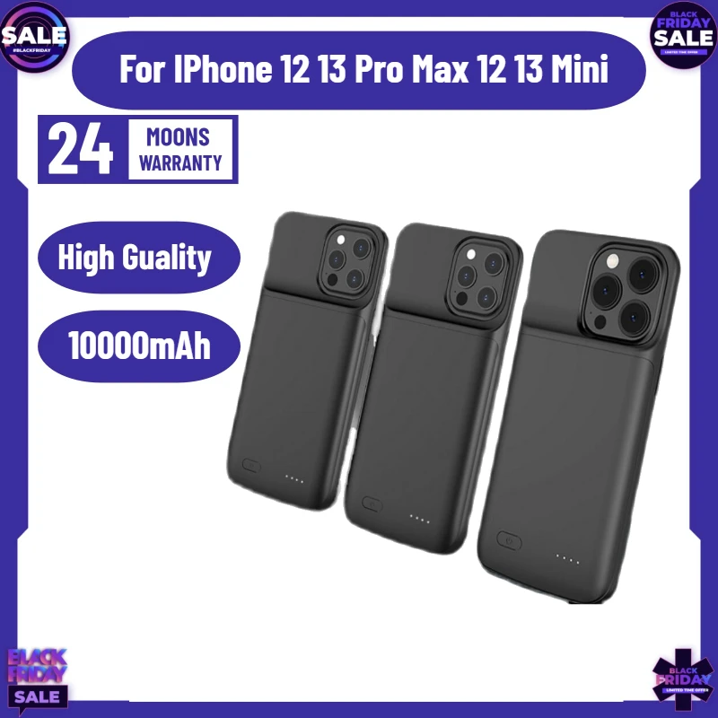 

Чехол-аккумулятор 10000 мАч для iPhone 12 13 Pro Max 12 13 Mini, умный зарядный чехол, портативный внешний аккумулятор, чехол-зарядка