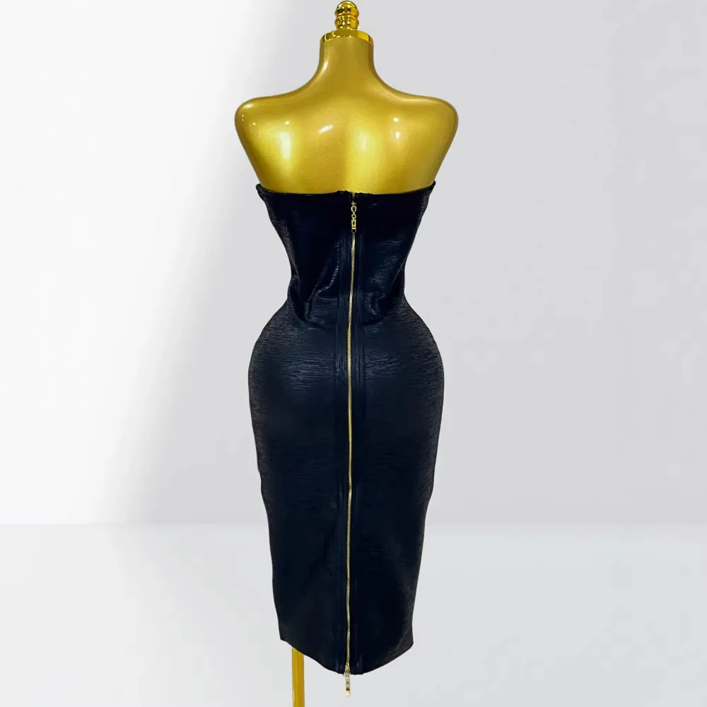 2026 Women Elegant Strapless Evening Dresses Sleveless Hips Package Bandage Long Dress Luxury Birthday Wedding Guest Dress