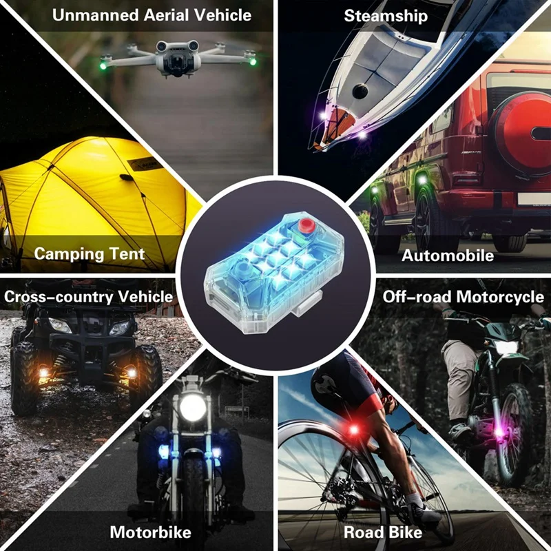 Wireless Rechargeable LED Strobe Lights With Remote Control Waterproof For Motorcycle Bike Car Drone Aircraft