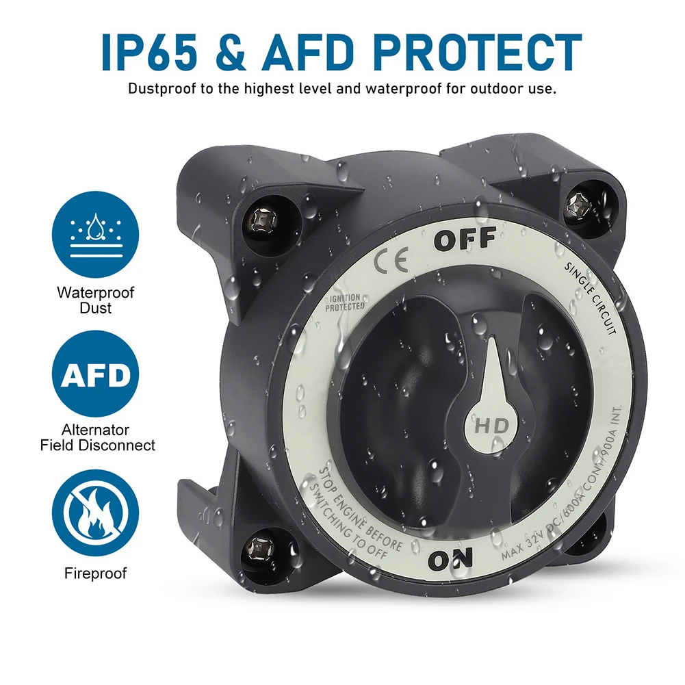 

ON OFF Battery Disconnect Switch Heavy Duty 600A 32V DC Tactile Knob Position Indicator for RV Boat Truck Camper Travel Trailer