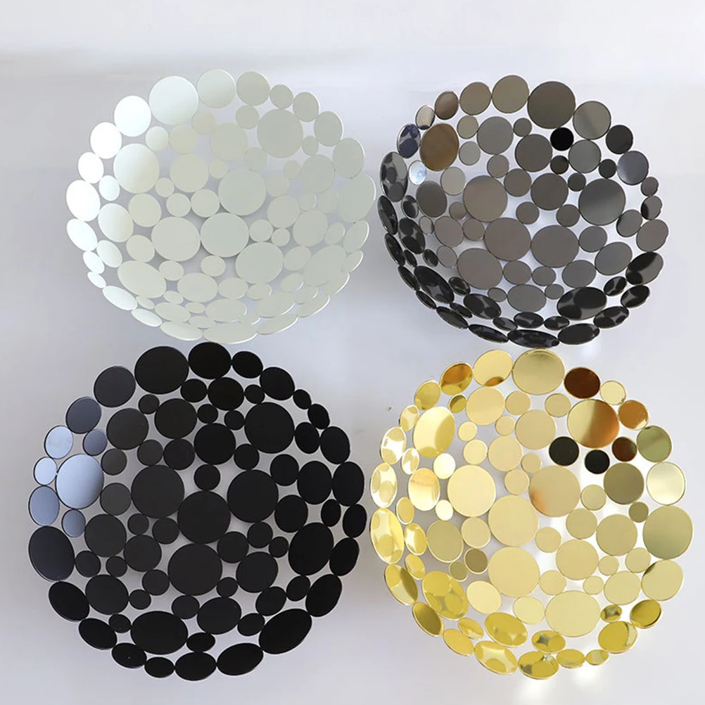 

1PC Iron Fruit Plate Decorative Hollow Round Wrought Metal Bowl Kitchen Home Storage Basket Vegetable Holder Petals Shaped Wire