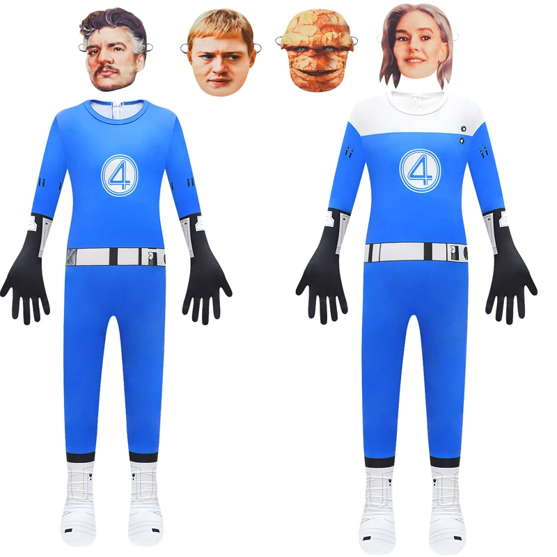 

Kids Fantastic Four Cosplay Costume Reed Richards Susan Storm Disguise Jumpsuit Invisible Halloween Boy Girls Superhero Clothing