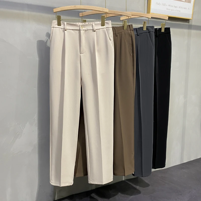 Dress Pants Men Korean Fashion Pleated Pants Chino Pants Men Clothing 2024 Lightweight Cool Trousers