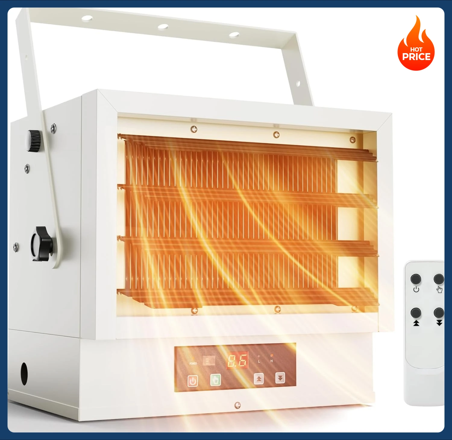 

[Limited Time Offer!]Electric Garage Heater 7500 Watt, 240V Hardwired Ceiling Workshop heater with Full-Function Remote & 9-Hour