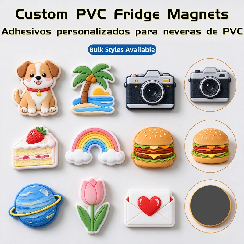 Wholesale Custom 3D PVC Soft Glue Fridge Magnet Adhesive Flexible Magnet Custom UV Resistant Die Cut Fridge Magnet Creative Gift