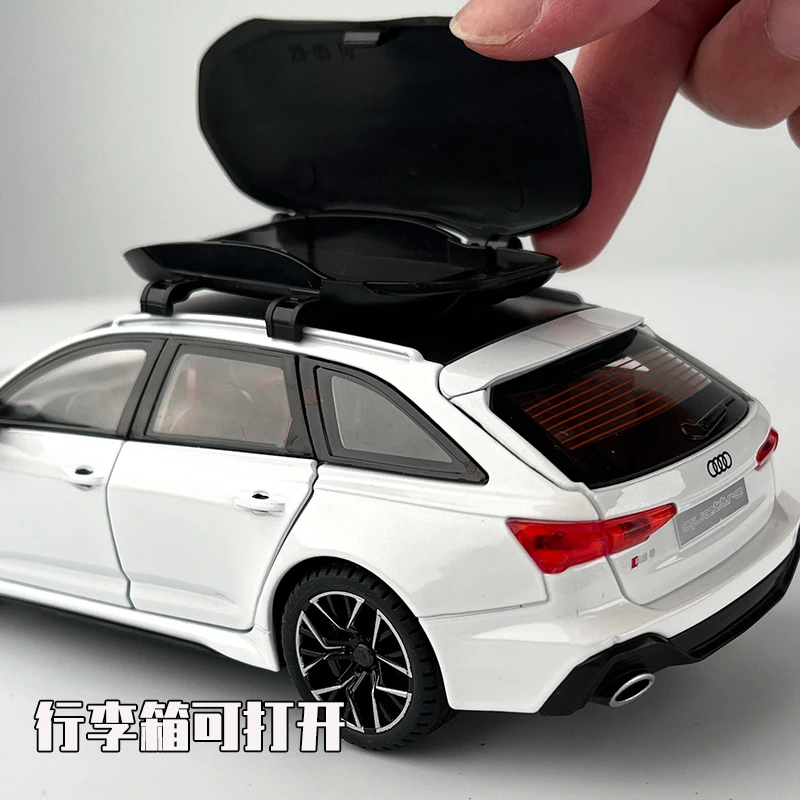 1:24 Audi RS6 Quattro Station Wagon Alloy Toy Car Model Wheel Steering Sound and Light Children\'s Toy Collectibles Birthday gift