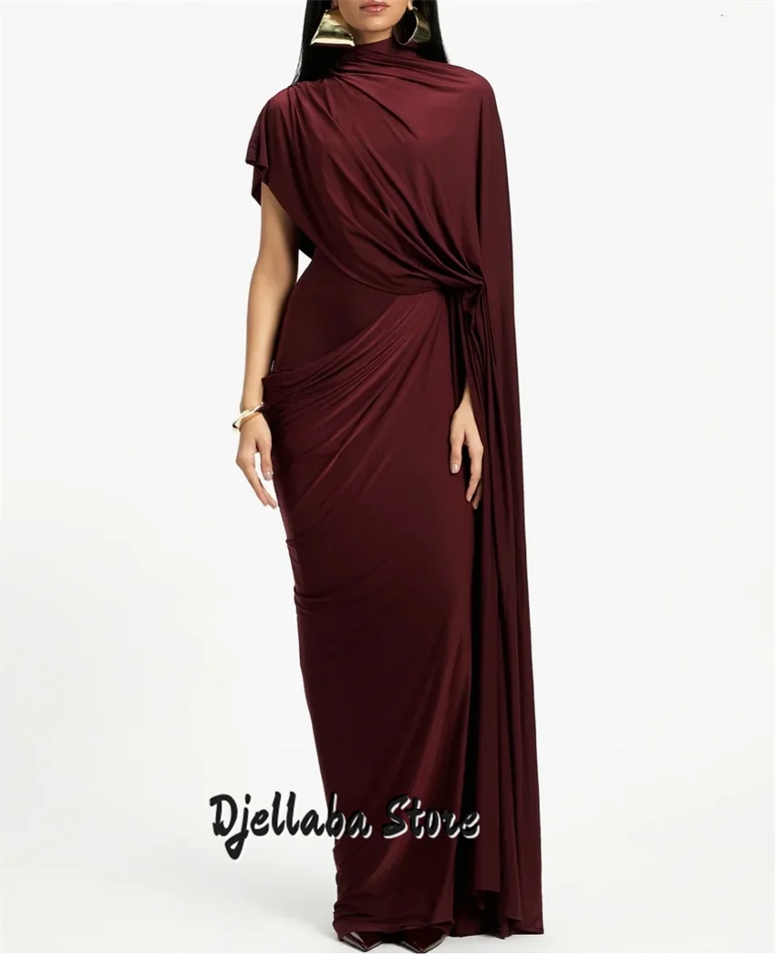 

Burgundy Prom Dress With Cape Exquisite Formal Wedding Party Dress Dubai Evening Party Gown فساتين مناسبة Customized