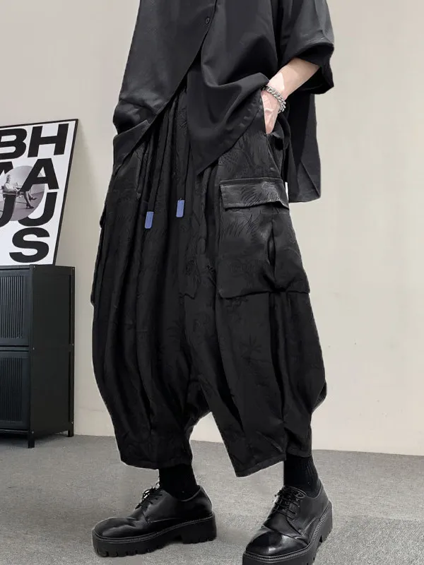 

Мужские повседневные брюки TANGZ Studio с широкими штанинами, свободного кроя, из полиэстера, для осени и весны, модные, в стиле рабочей одежды