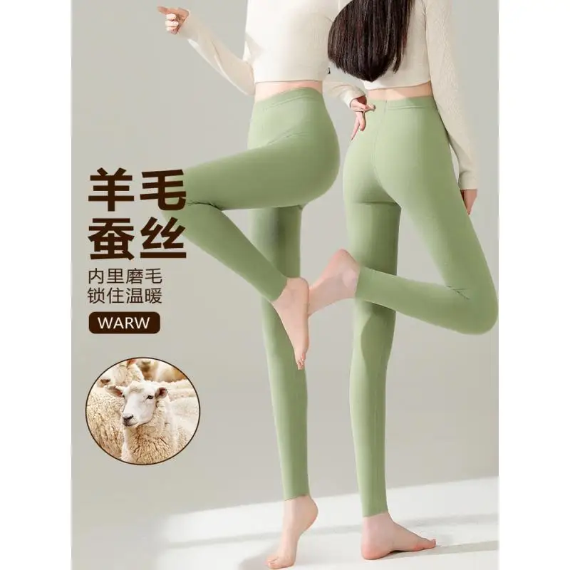 165-182cm Tall Women Pants School Students Warm Velvet Lined Thick For Inner Leggings Long Johns Inside Artifact Wear Senior
